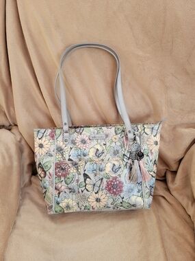 Sakroots Pastel Floral & Butterfly Tote with Tassel Charm